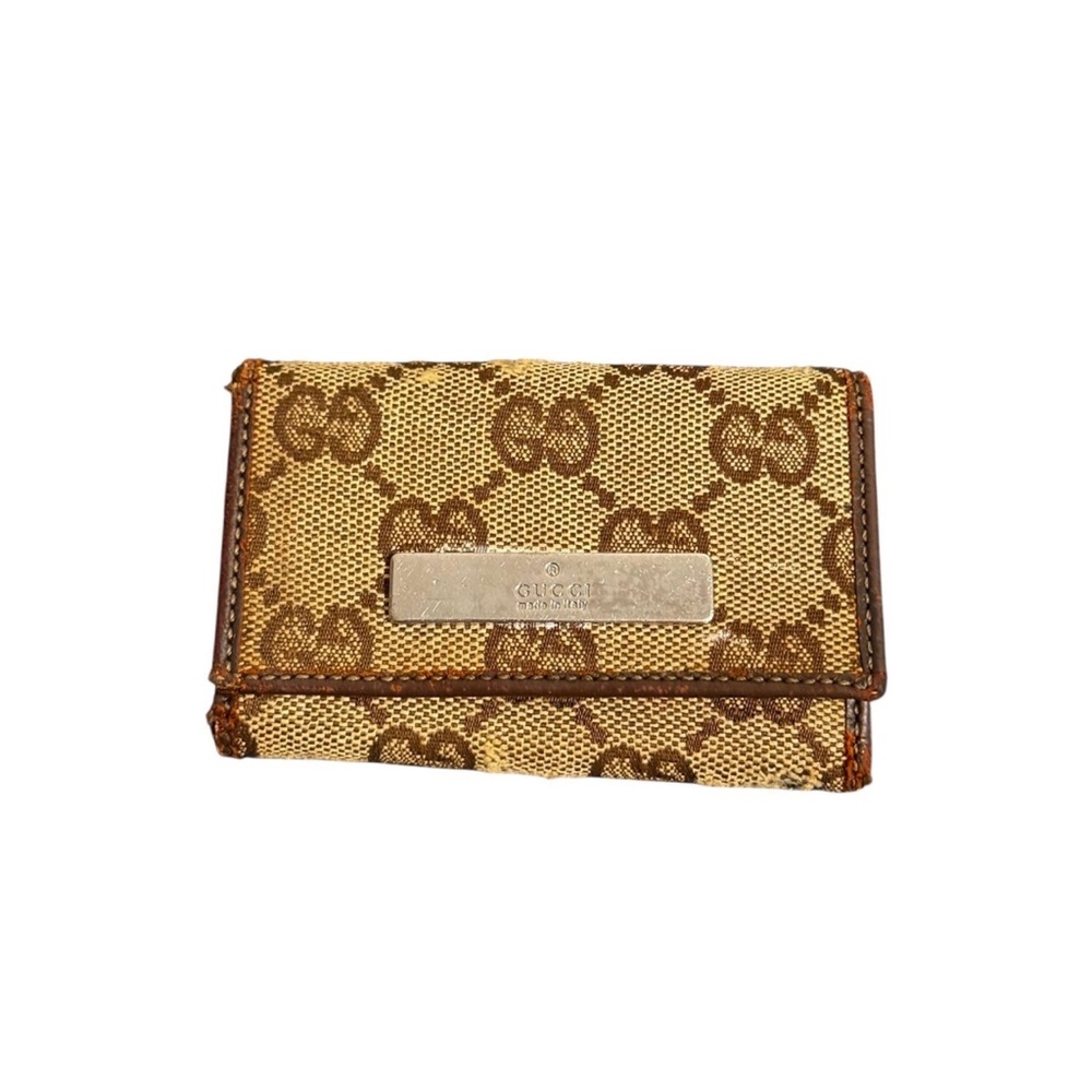 Gucci Beige and Brown Monogram key case